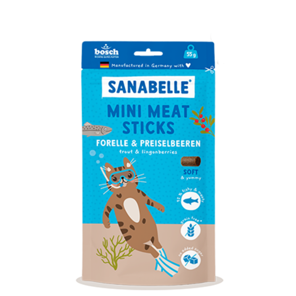 Sanabelle Mini Meat Sticks trout & lingonberries 55g