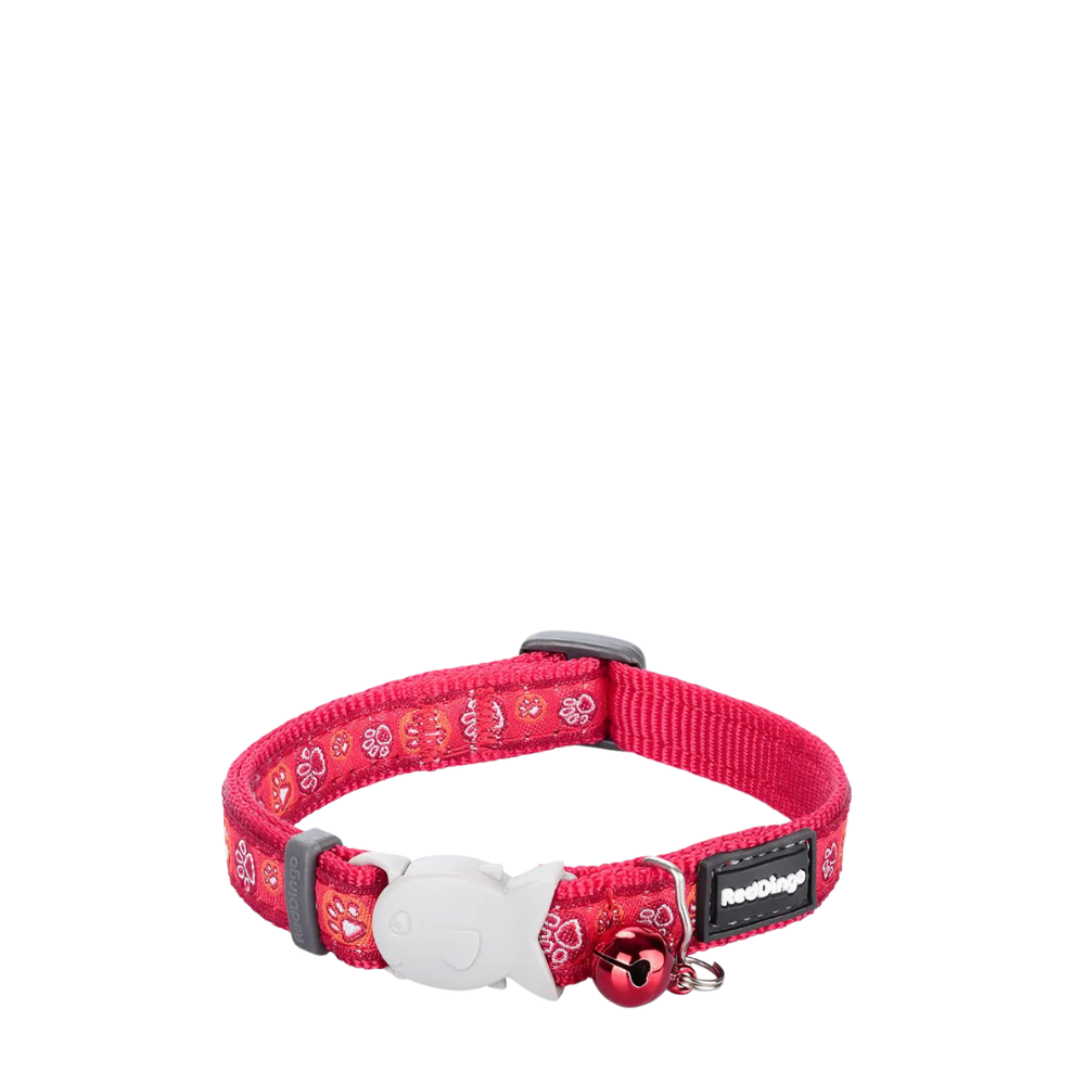 Cat Collar Paw Impressions Red