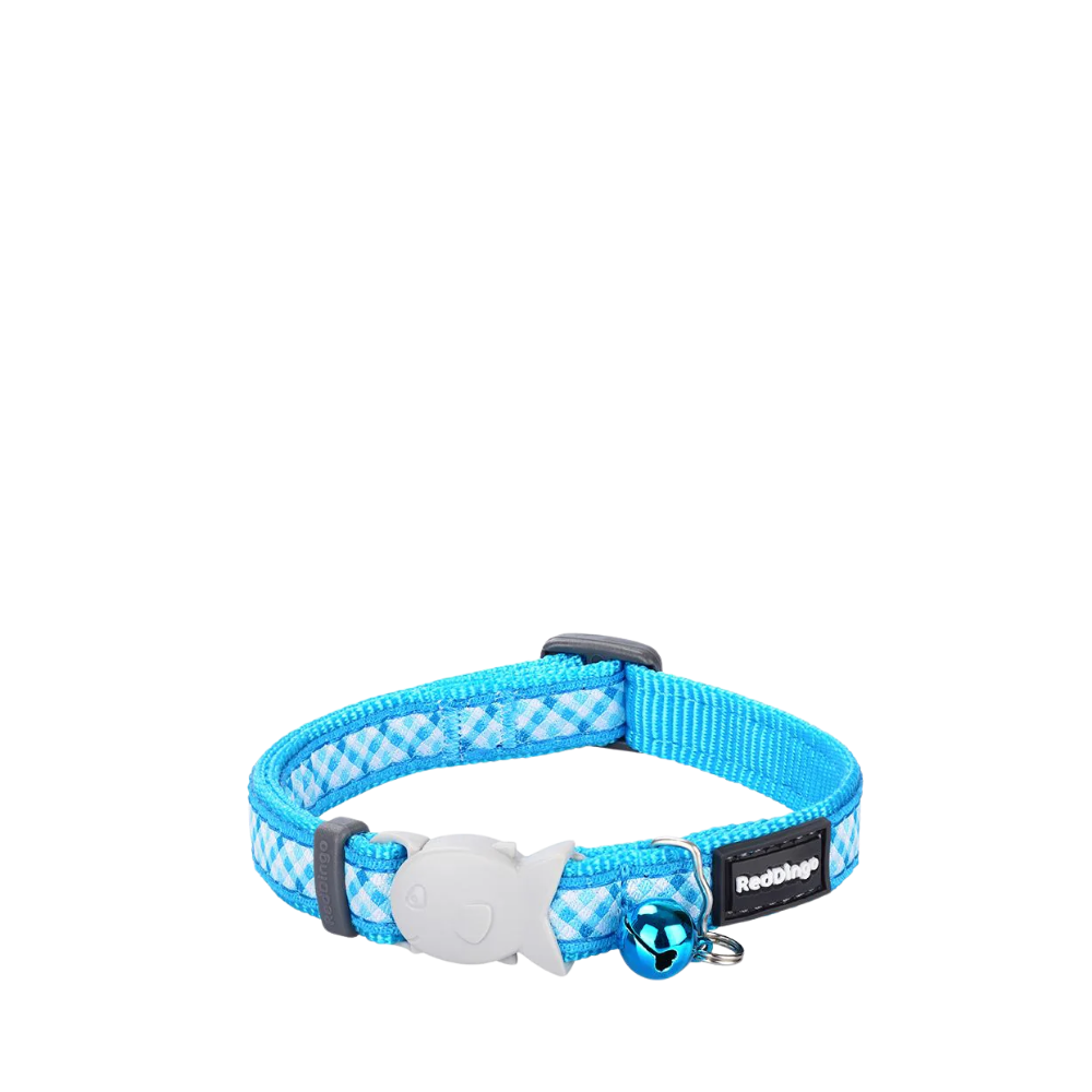 Cat Collar Gingham Turquoise