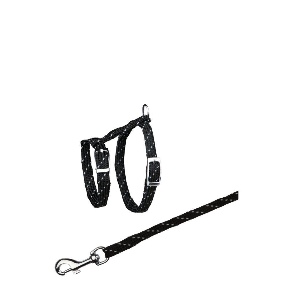 Cat harn. w. leash reflect 18-35 cm-10 m