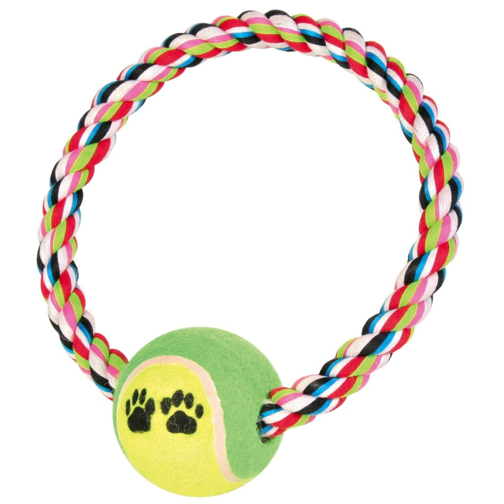 Rope ring with tennis ball 6cm/ 18cm