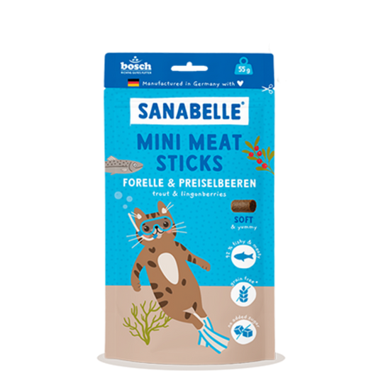 Sanabelle Mini Meat Sticks trout & lingonberries 55g