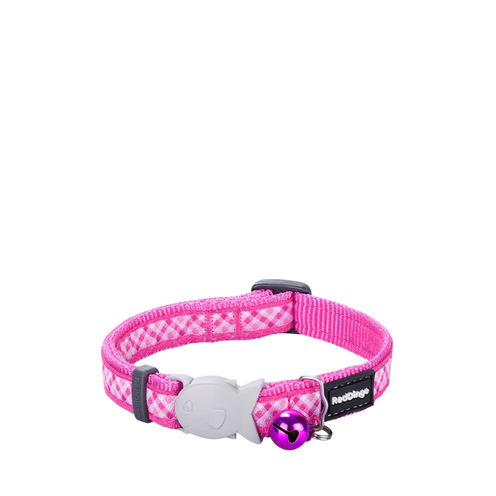 Cat Collar Gingham Hot Pink