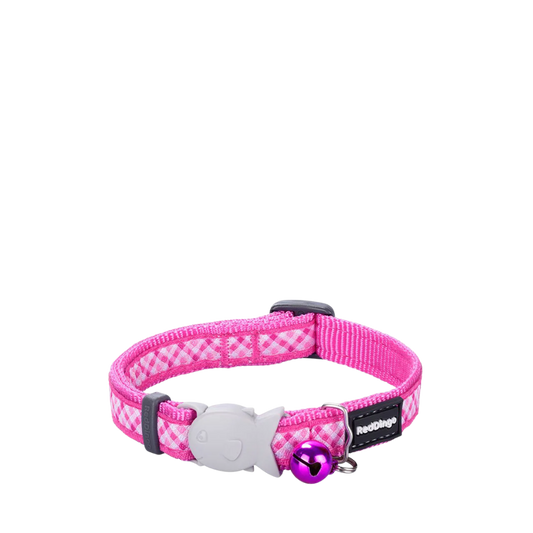 Cat Collar Gingham Hot Pink