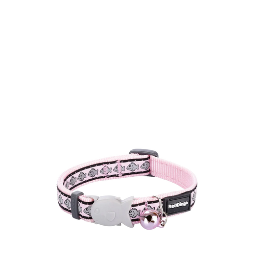 Cat Collar Reflective Fish Pink