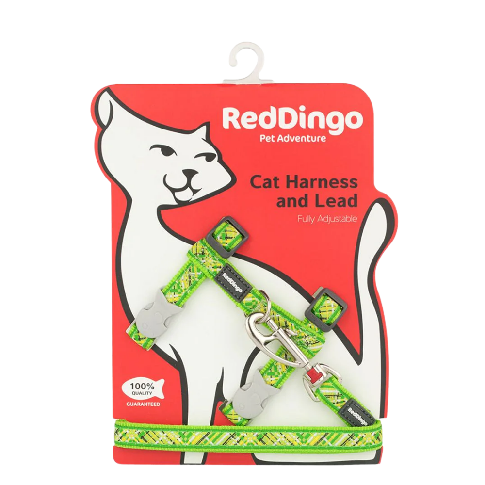 Cat Harness Design Flanno Lime Green