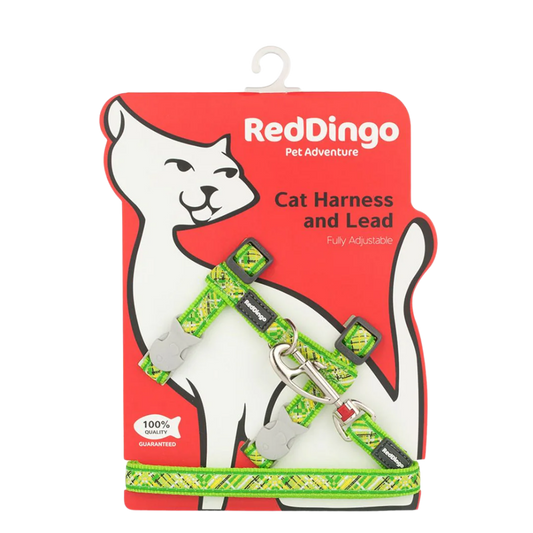 Cat Harness Design Flanno Lime Green
