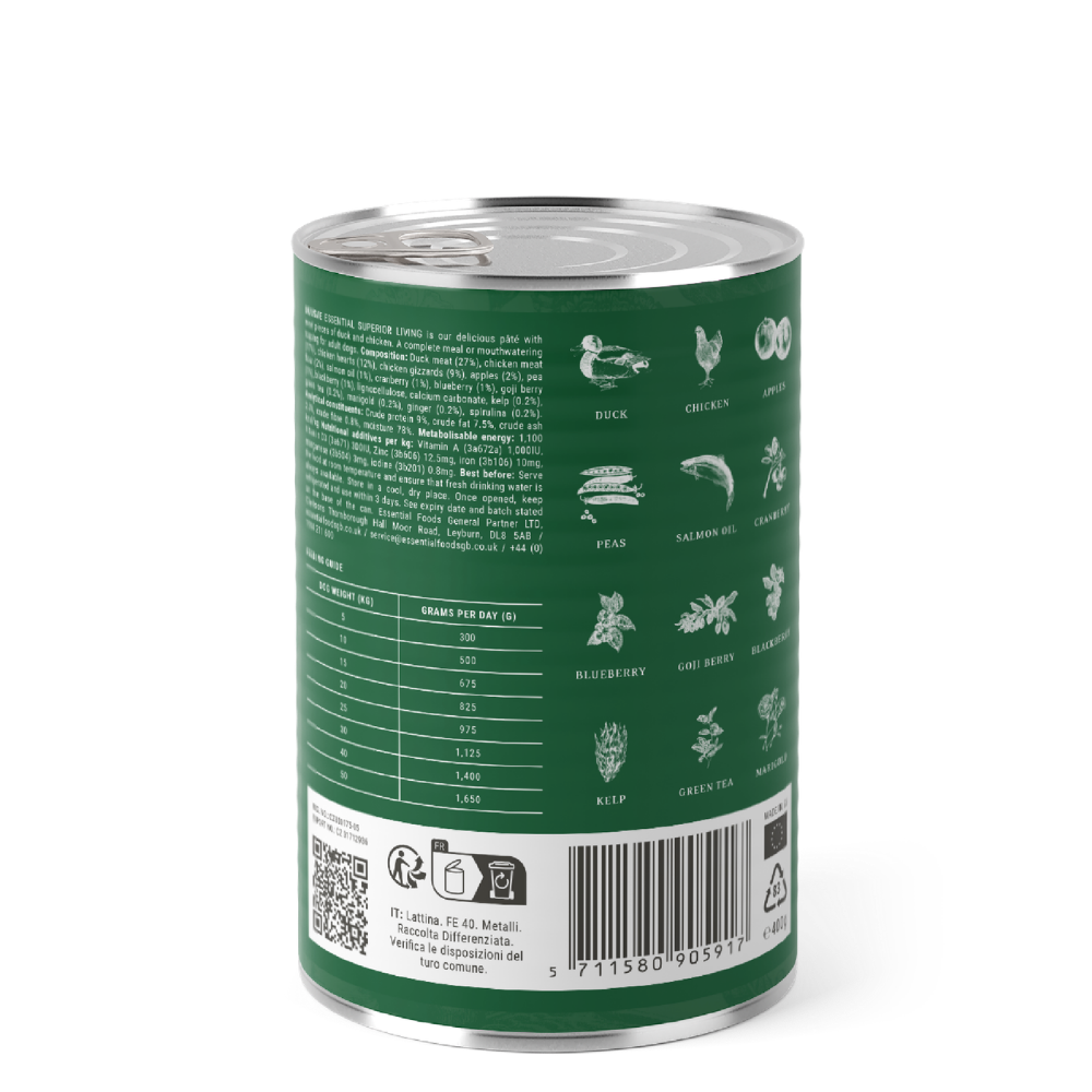 Superior Living Pate - 400g - Blautfóður með önd og kjúklingi