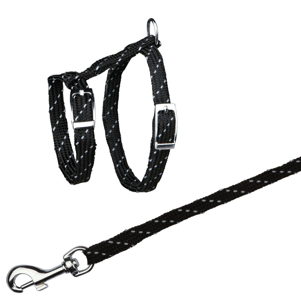 Cat harn. w. leash reflect 18-35 cm-10 m