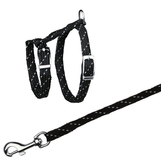 Cat harn. w. leash reflect 18-35 cm-10 m