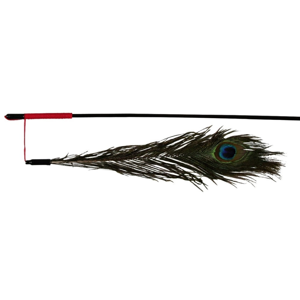 Playing rod with peacock feather, 47cm