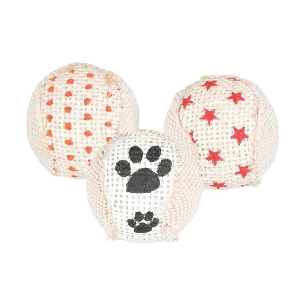 Rattle balls with jute plastic 5 cm 3 pc