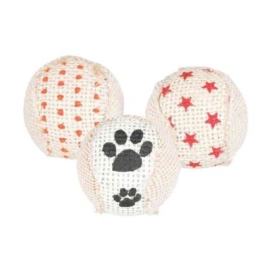 Rattle balls with jute plastic 5 cm 3 pc